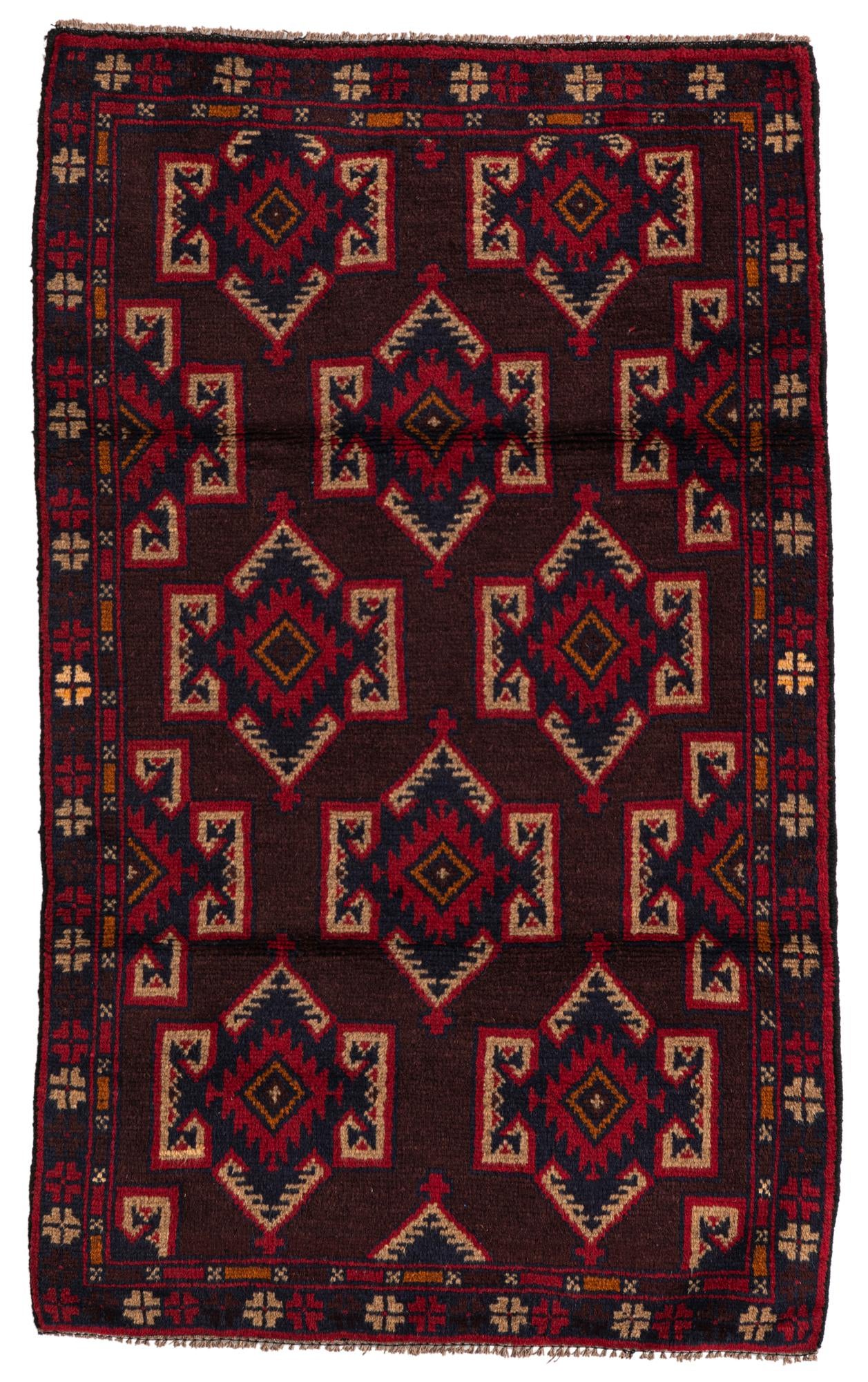 2' 9 x 4' 7 Hand Knotted Balouch Persian Wool Rug