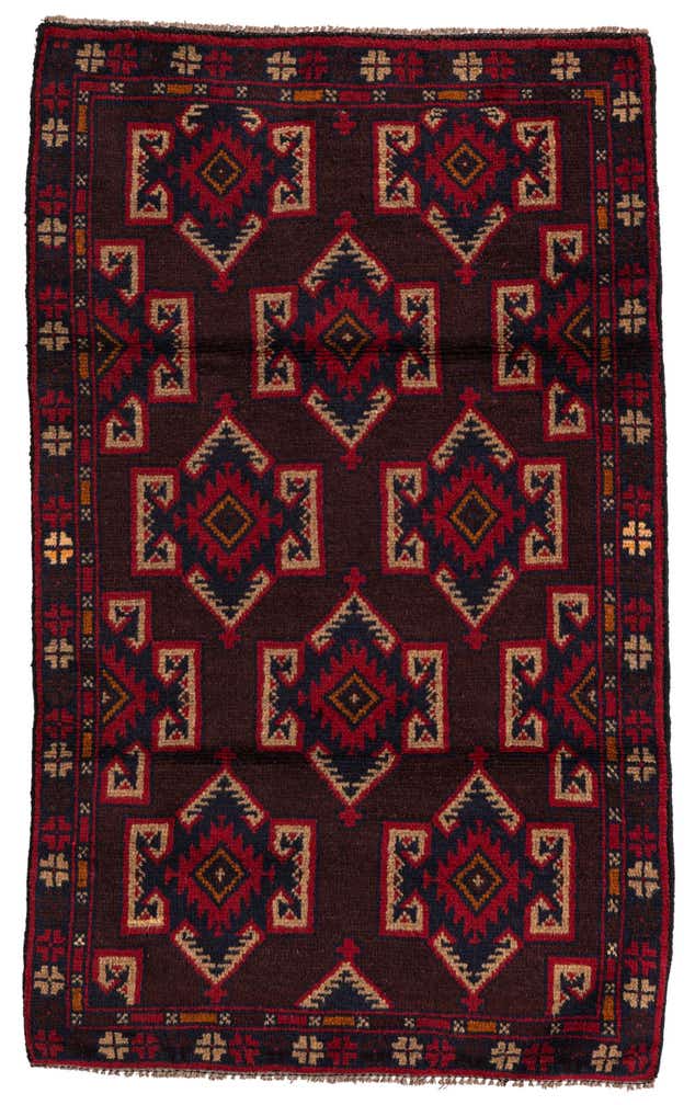 2' 9 x 4' 7 Hand Knotted Balouch Persian Wool Rug