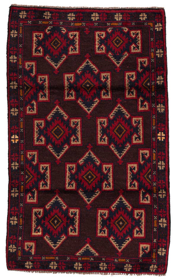 Detail image of 2' 9 x 4' 7 Hand Knotted Balouch Persian Wool Rug