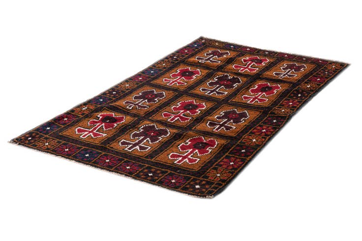 Detail image of 3' x 4' 6 Hand Knotted Balouch Persian Wool Rug