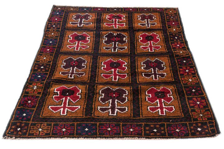 3' x 4' 6 Hand Knotted Balouch Persian Wool Rug