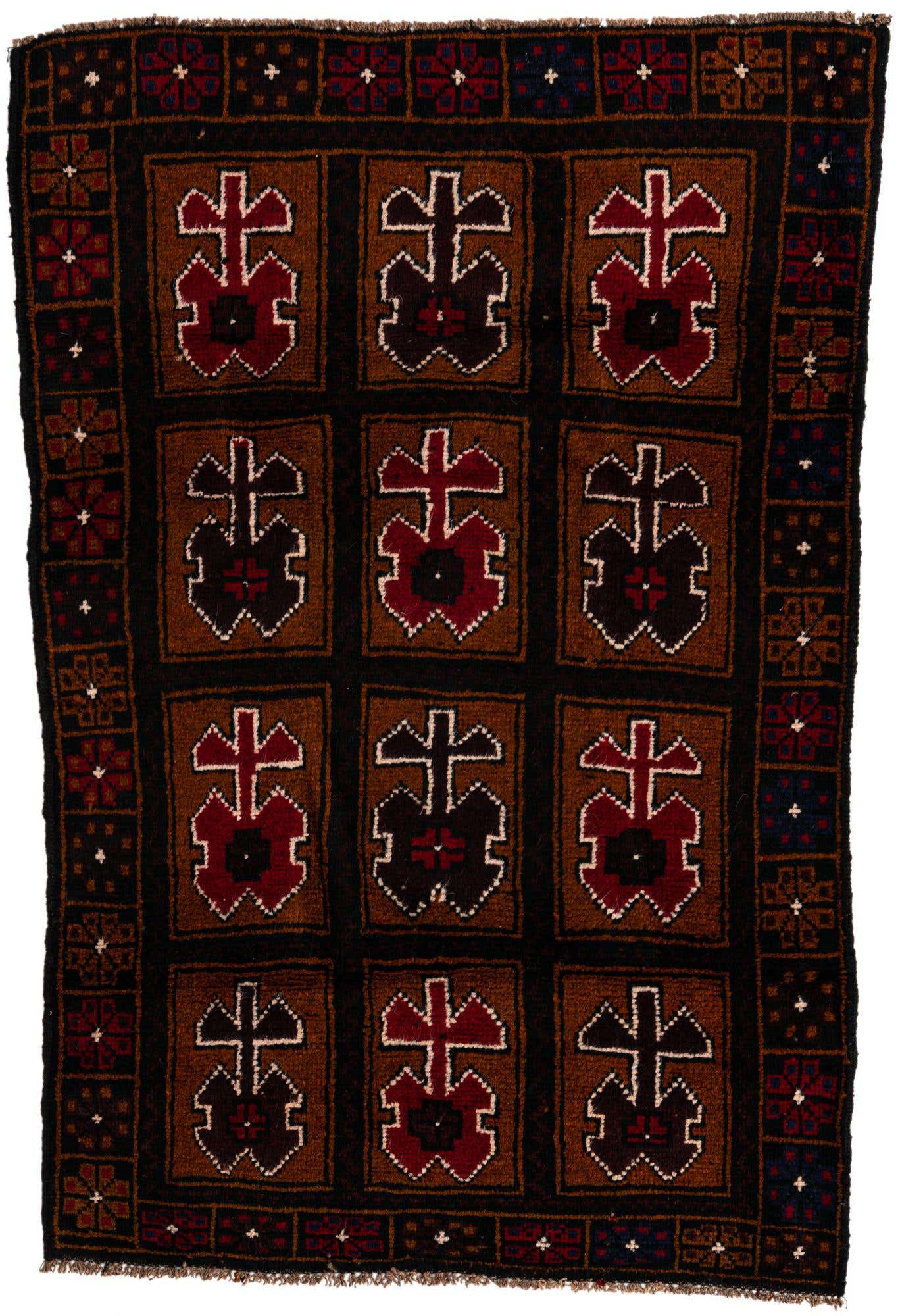3' x 4' 6 Hand Knotted Balouch Persian Wool Rug