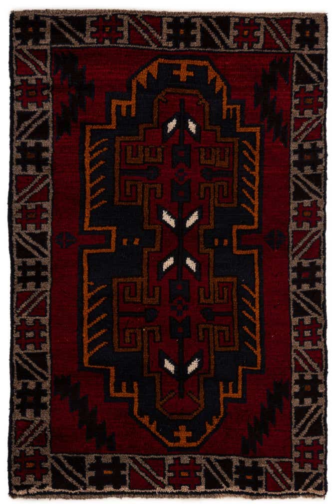 3' x 4' 5 Hand Knotted Balouch Persian Wool Rug