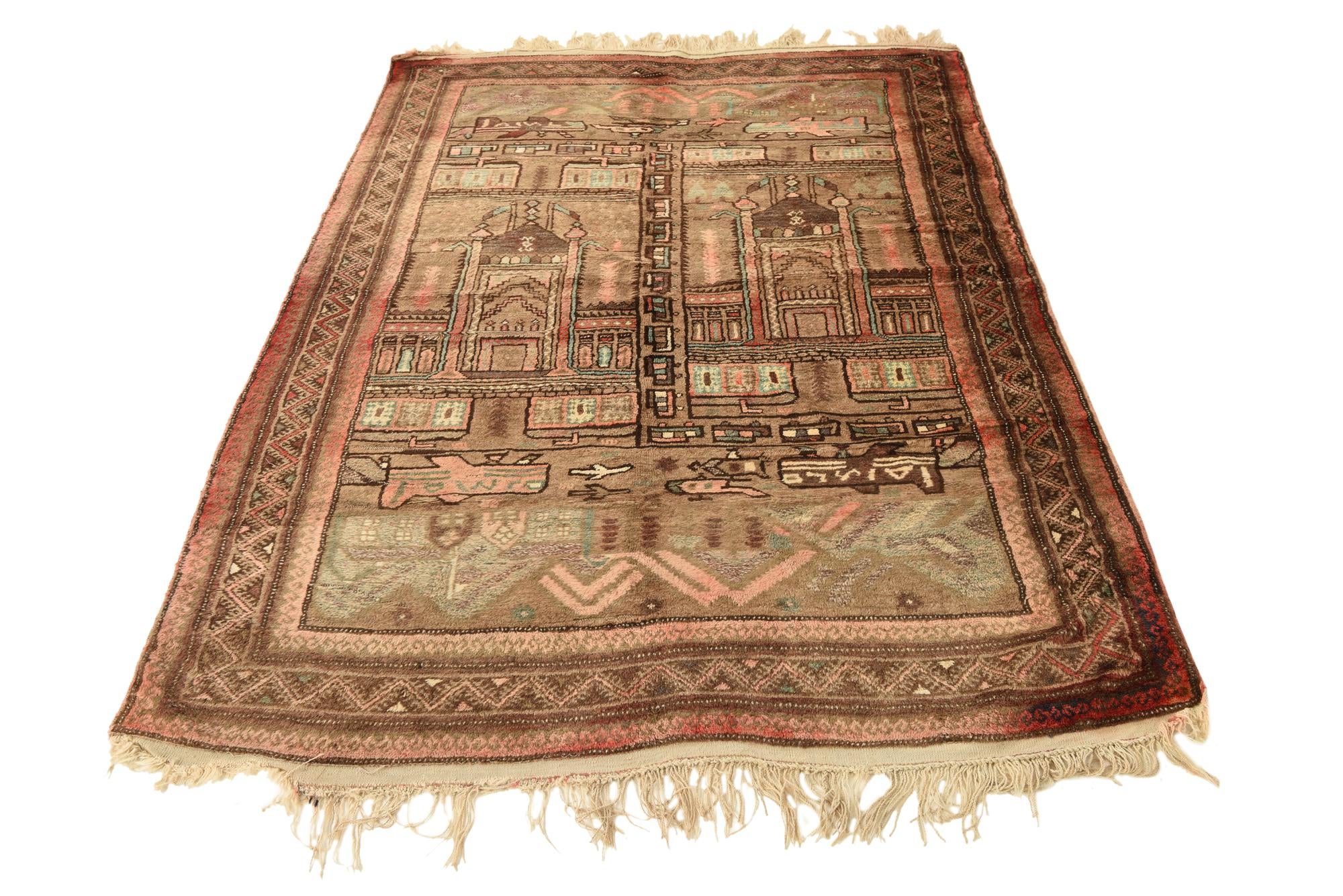 4' 7 x 6' 8 Hand Knotted Balouch Persian Wool Rug