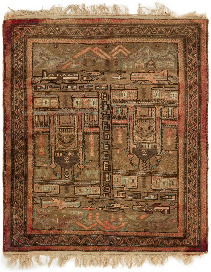 Detail image of 4' 7 x 6' 8 Hand Knotted Balouch Persian Wool Rug