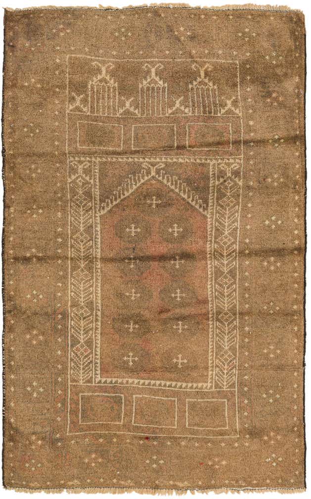2' 10 x 4' 6 Hand Knotted Balouch Persian Wool Rug