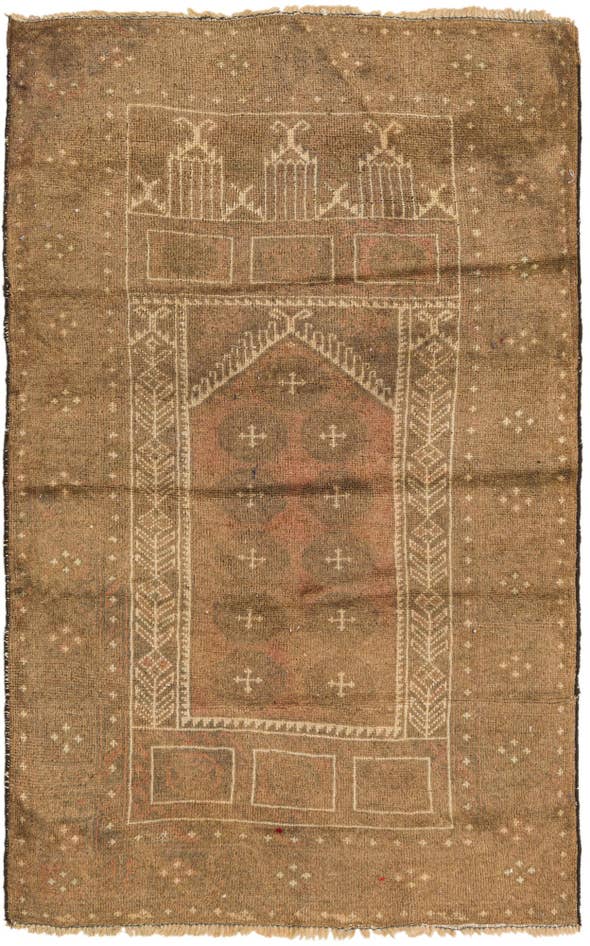 Detail image of 2' 10 x 4' 6 Hand Knotted Balouch Persian Wool Rug