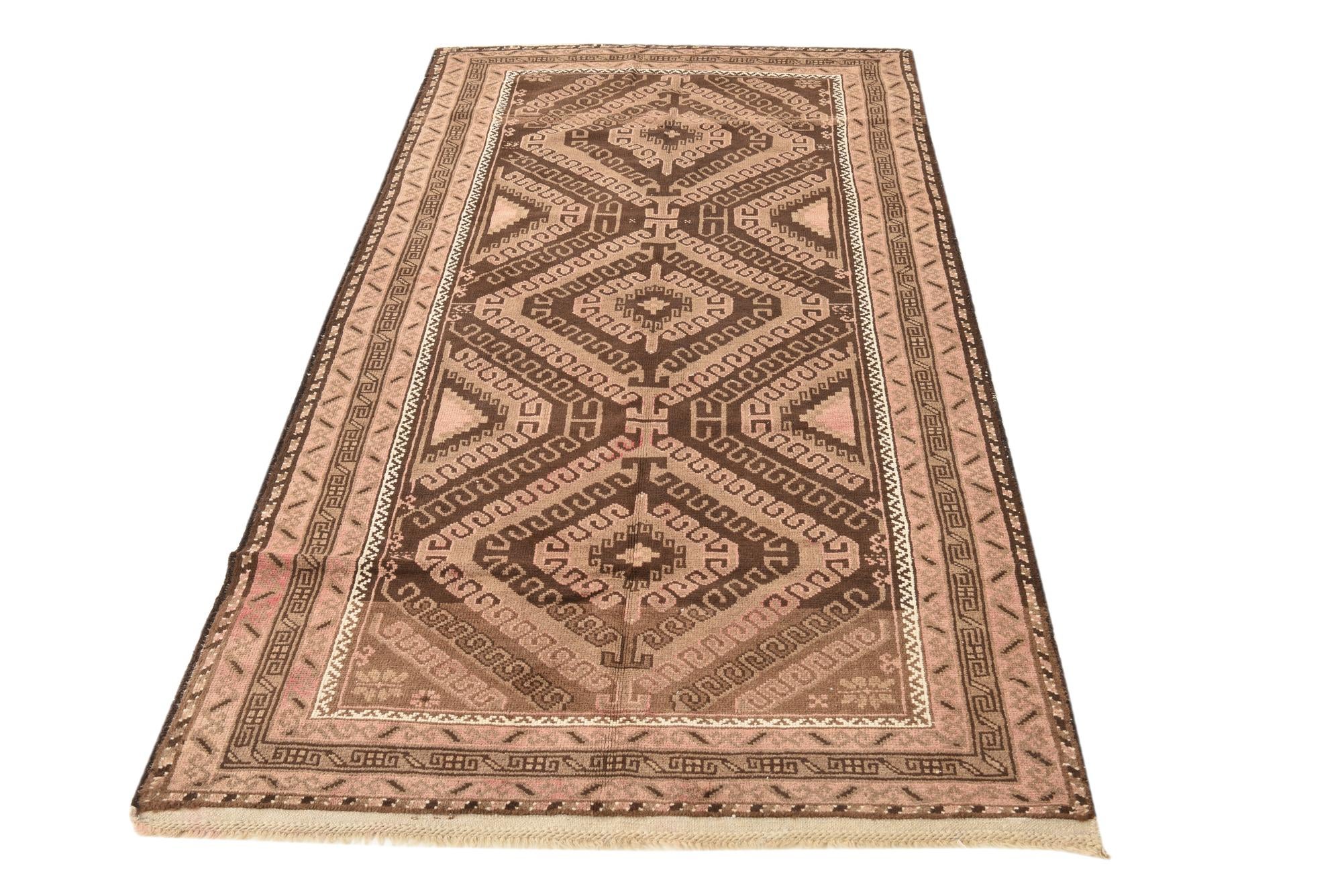 3' 5 x 6' 9 Hand Knotted Balouch Persian Wool Rug