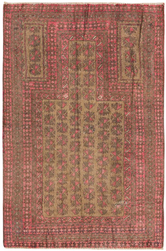 3' 1 x 4' 7 Hand Knotted Balouch Persian Wool Rug