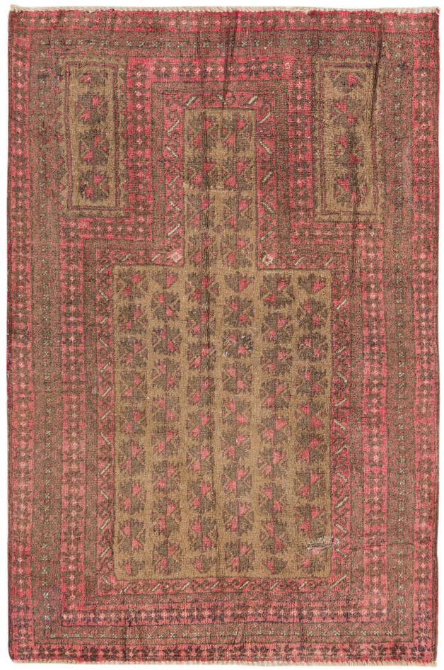 Detail image of 3' 1 x 4' 7 Hand Knotted Balouch Persian Wool Rug