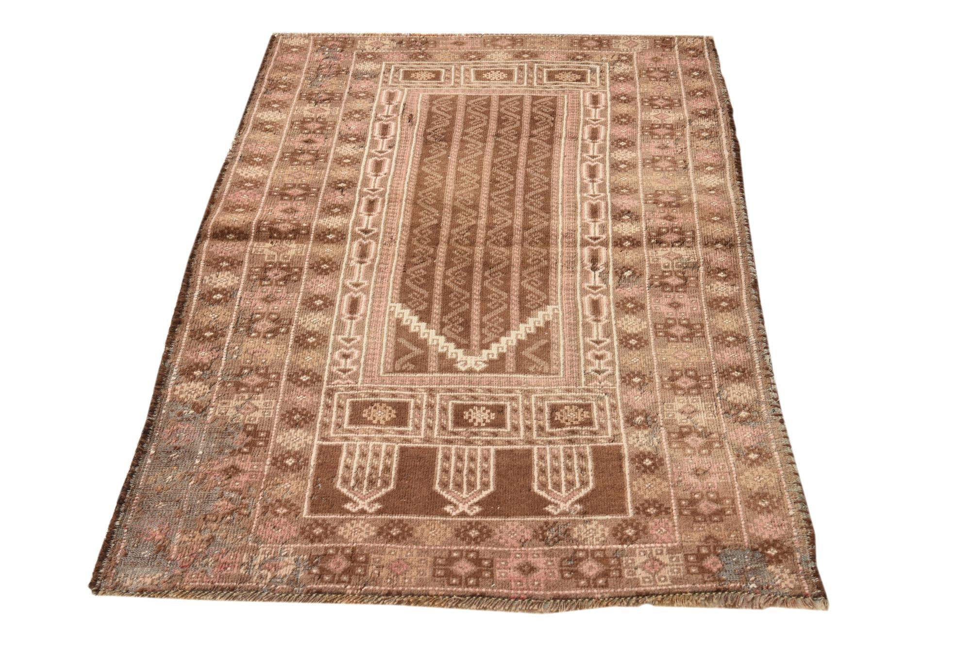 3' x 4' 5 Hand Knotted Balouch Persian Wool Rug