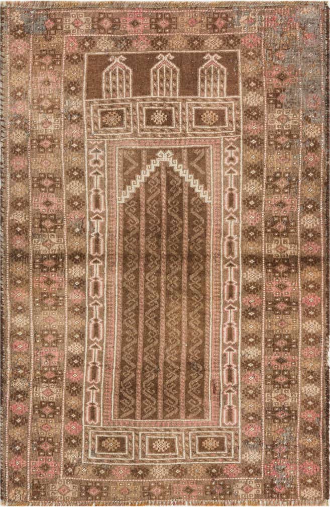 3' x 4' 5 Hand Knotted Balouch Persian Wool Rug