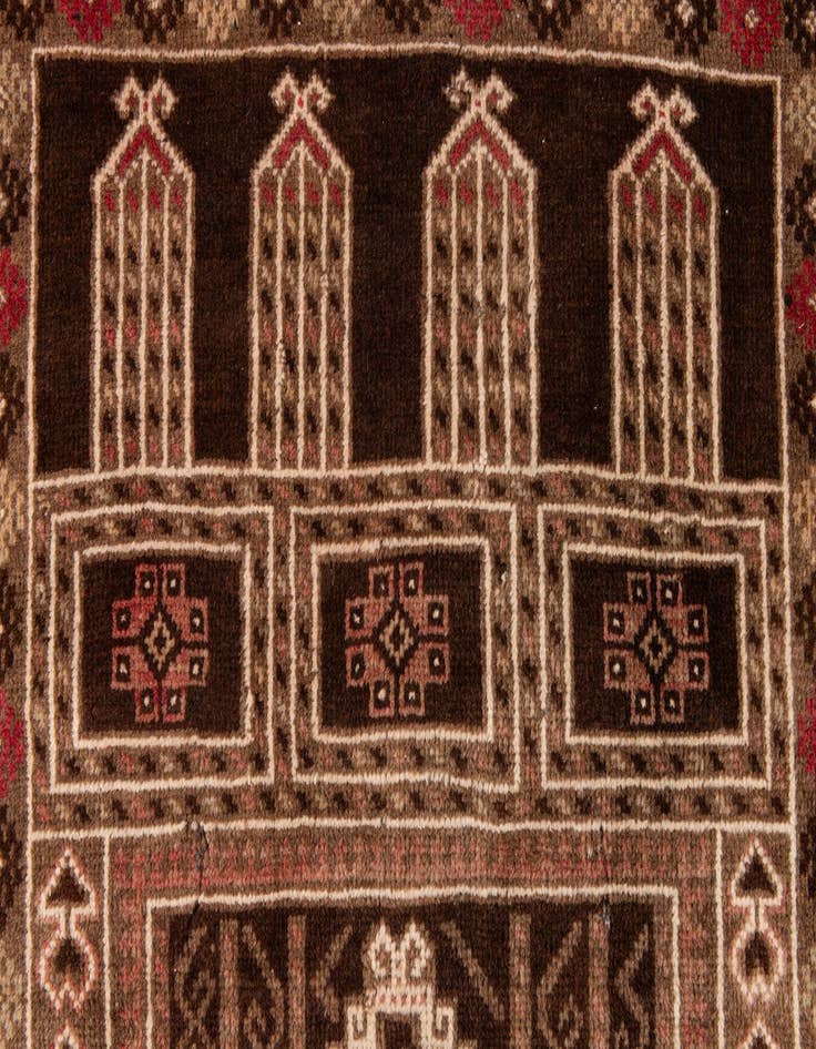 Detail image of 2' 10 x 4' 10  Hand Knotted Balouch Wool Rug