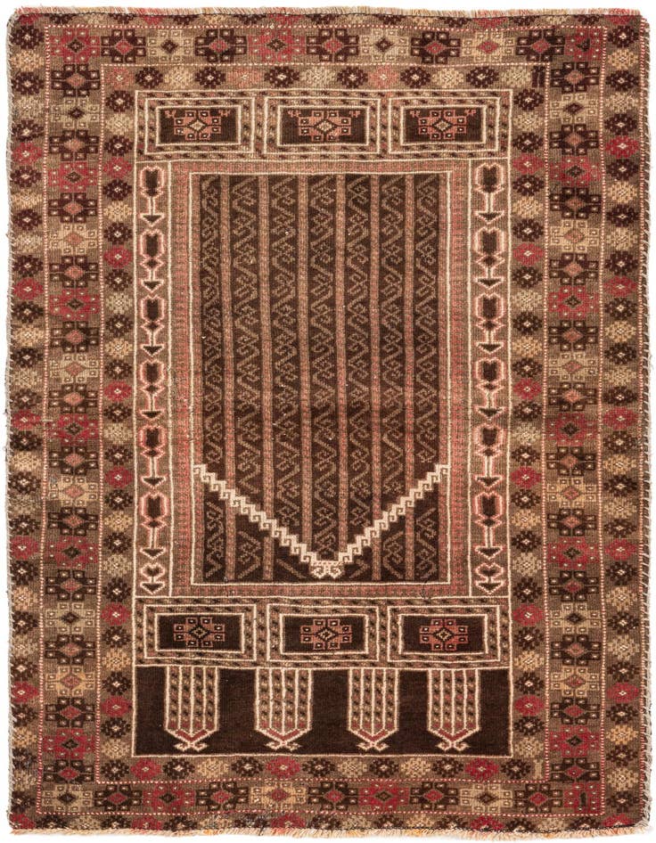 Detail image of 2' 10 x 4' 10 Hand Knotted Balouch Wool Rug
