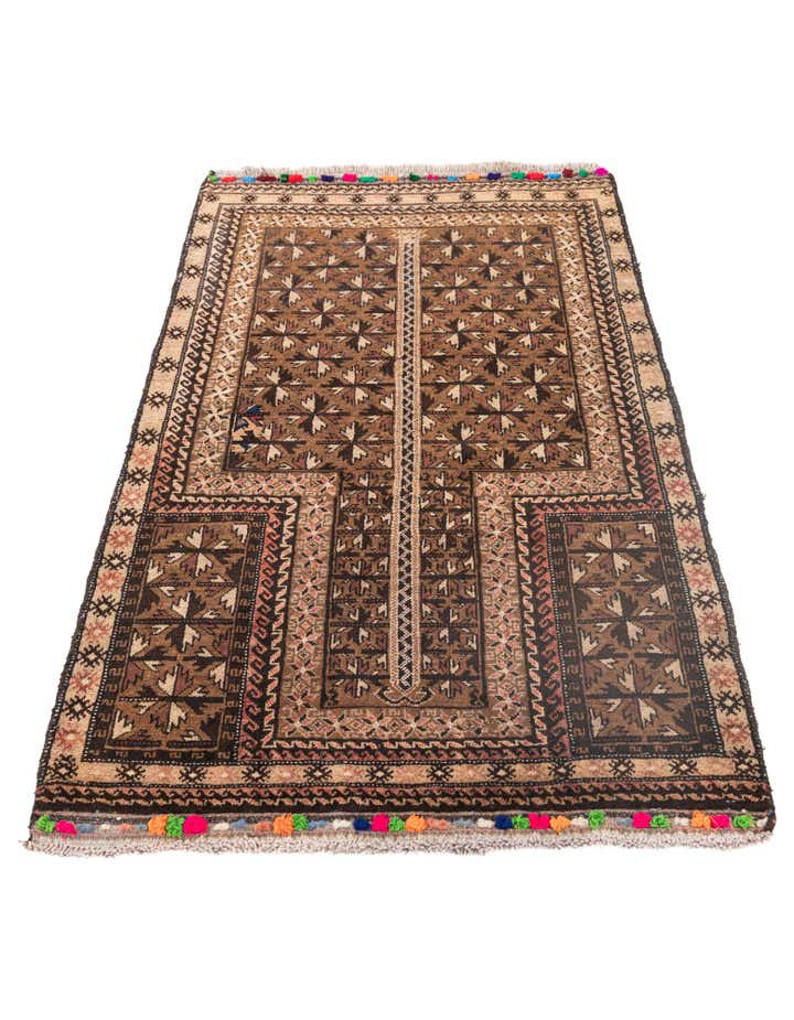 2' 8 x 4' 4 Hand Knotted Balouch Persian Wool Rug
