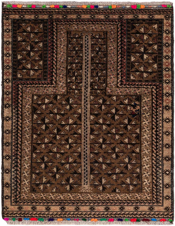 Detail image of 2' 8 x 4' 4 Hand Knotted Balouch Persian Wool Rug