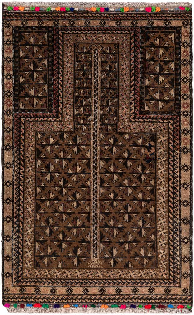 2' 8 x 4' 4 Hand Knotted Balouch Persian Wool Rug