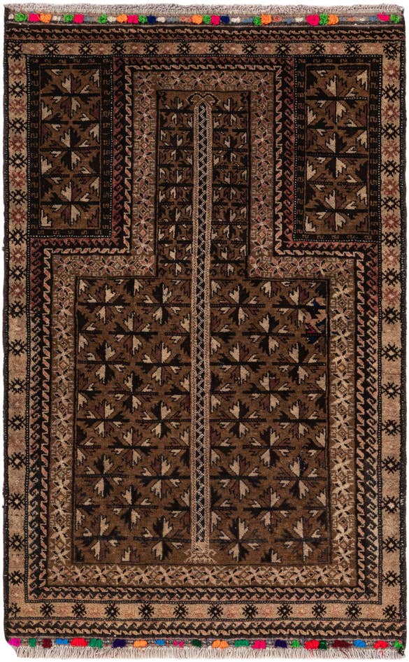 Detail image of 2' 8 x 4' 4 Hand Knotted Balouch Persian Wool Rug