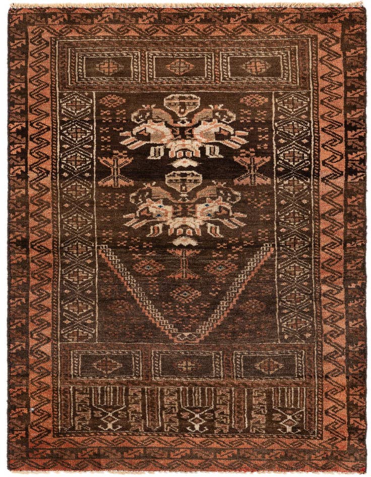 Detail image of 2' 5 x 4' 2 Hand Knotted Balouch Wool Rug