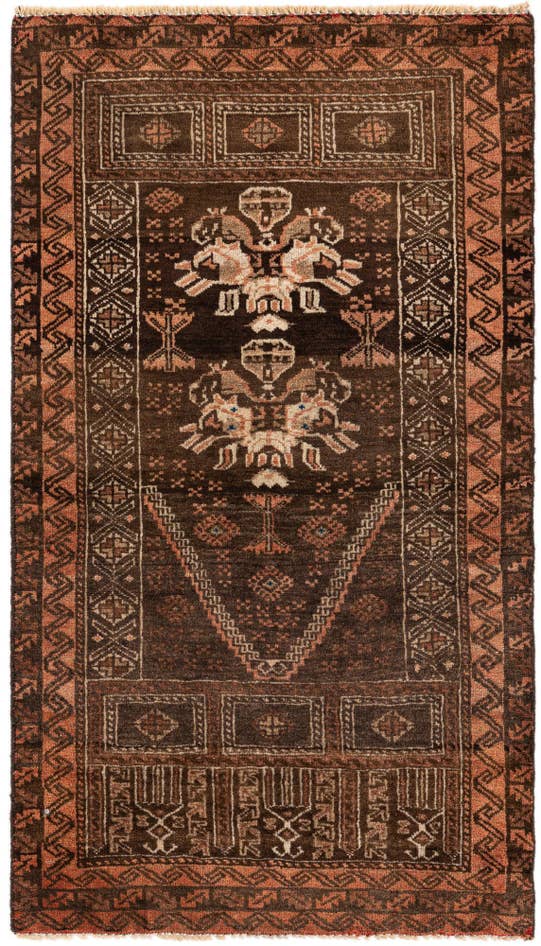 Detail image of 2' 5 x 4' 2 Hand Knotted Balouch Wool Rug