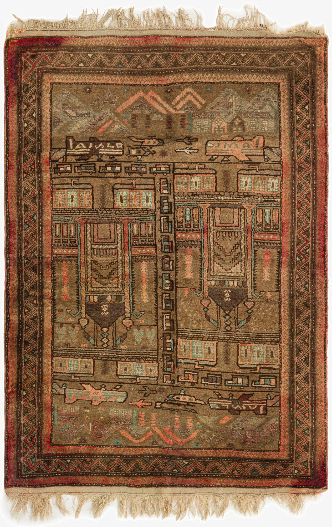 4' 7 x 6' 8  Hand Knotted Balouch Persian Wool Rug