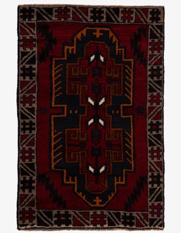 3' x 4' 5 Hand Knotted Balouch Persian Wool Rug