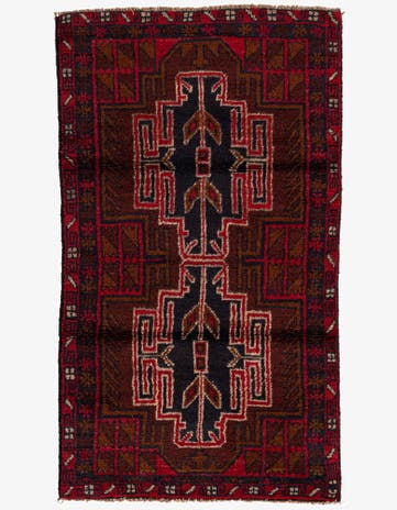 2' 9 x 4' 10 Hand Knotted Balouch Persian Wool Rug