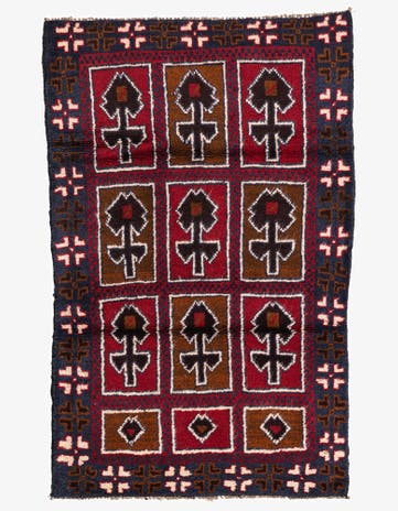 2' 10 x 4' 6 Hand Knotted Balouch Persian Wool Rug