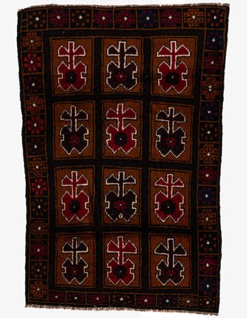 3' x 4' 6 Hand Knotted Balouch Persian Wool Rug