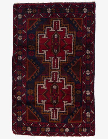 3' x 4' 8 Hand Knotted Balouch Persian Wool Rug