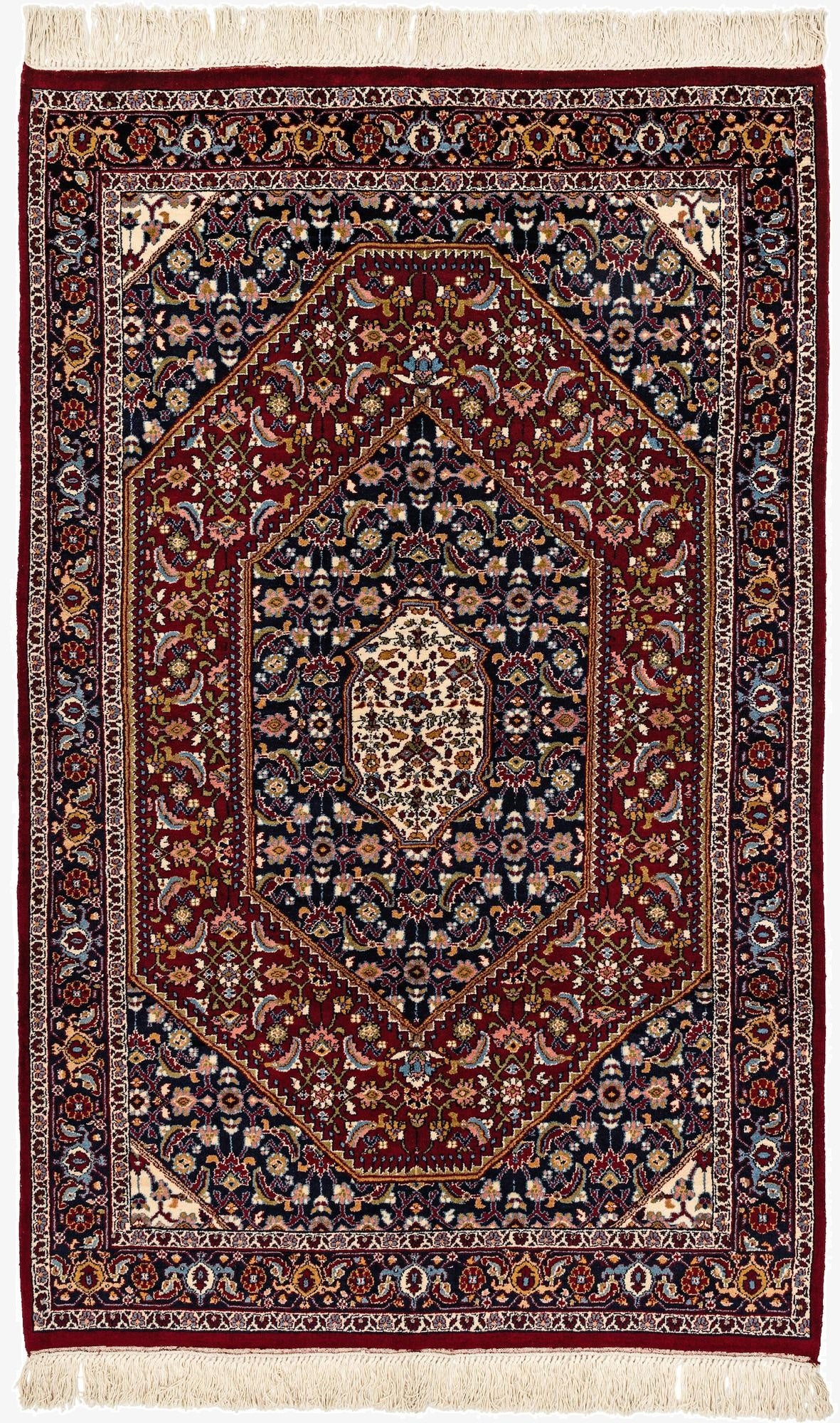 4' 2 x 6' 5  Hand Knotted Birjand Oriental Wool Rug
