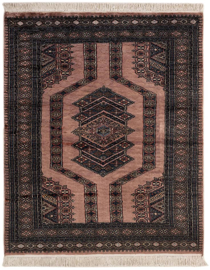 Detail image of 4' 2 x 6' 6 Hand Knotted Bokhara Oriental Wool Rug