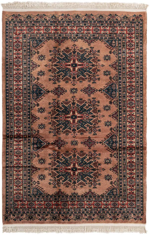 Detail image of 4' 3 x 6' 4 Hand Knotted Bokhara Oriental Wool Rug