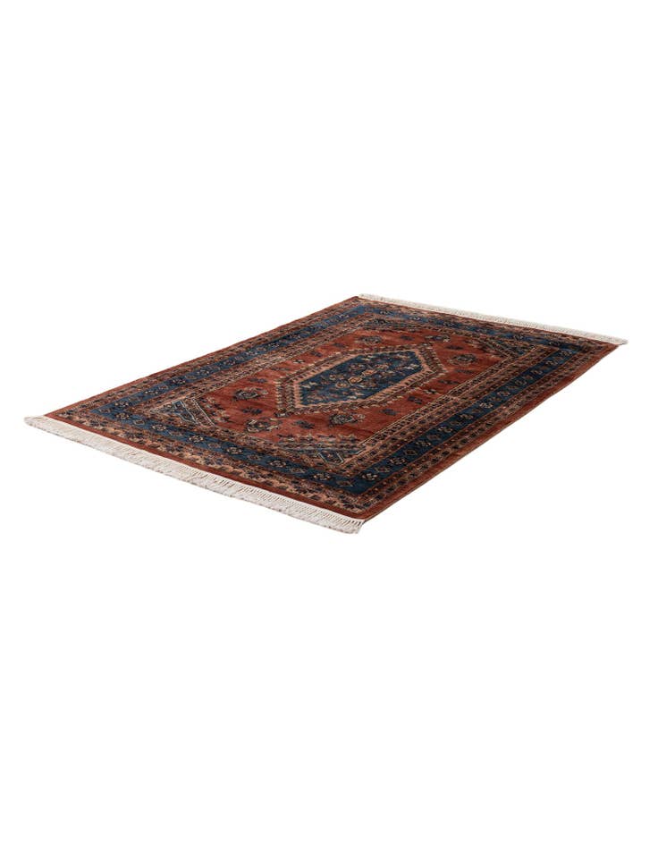 Detail image of 4' 1 x 6' Hand Knotted Bokhara Oriental Wool Rug