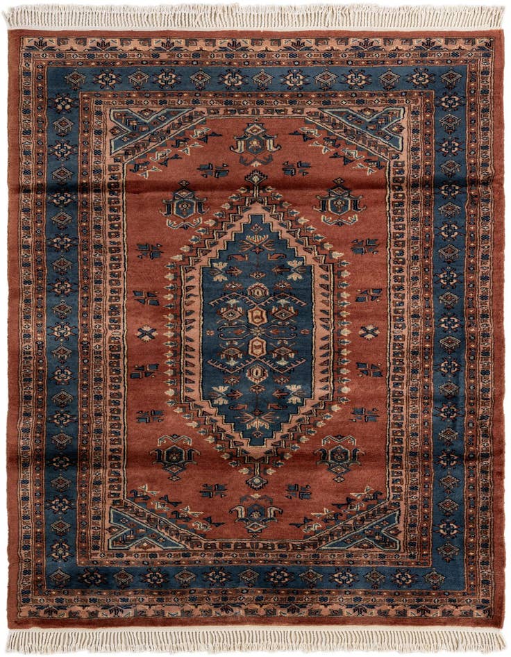 Detail image of 4' 1 x 6' Hand Knotted Bokhara Oriental Wool Rug