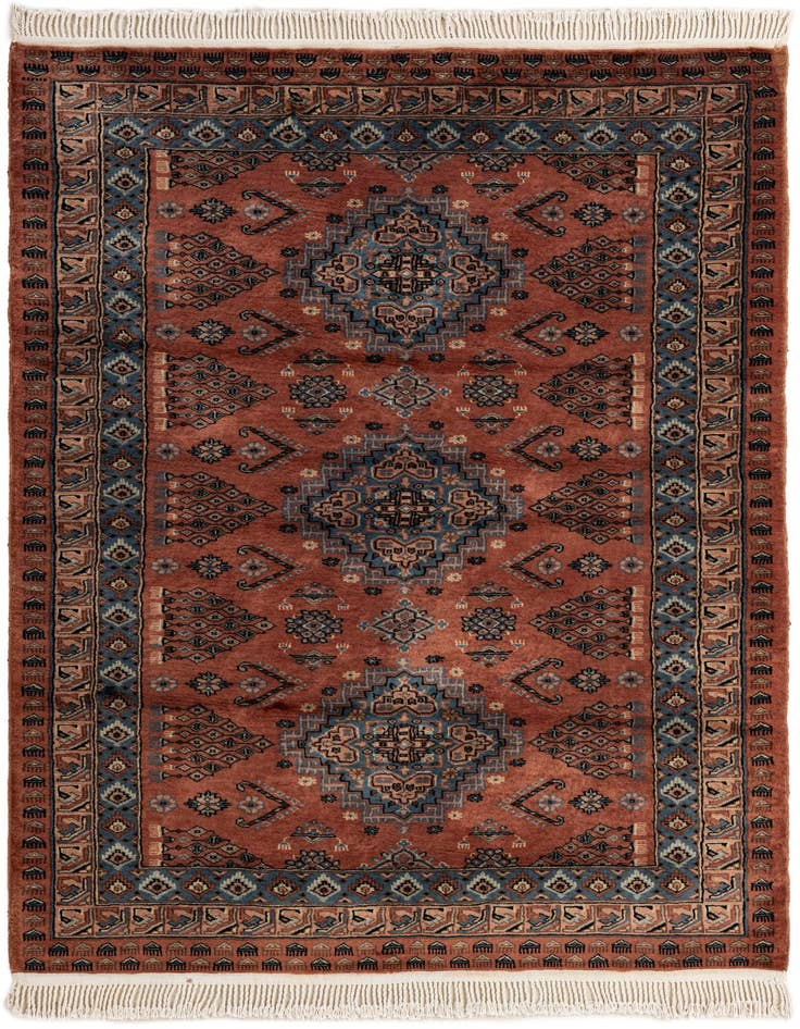Detail image of 4' 4 x 6' 2 Hand Knotted Bokhara Oriental Wool Rug