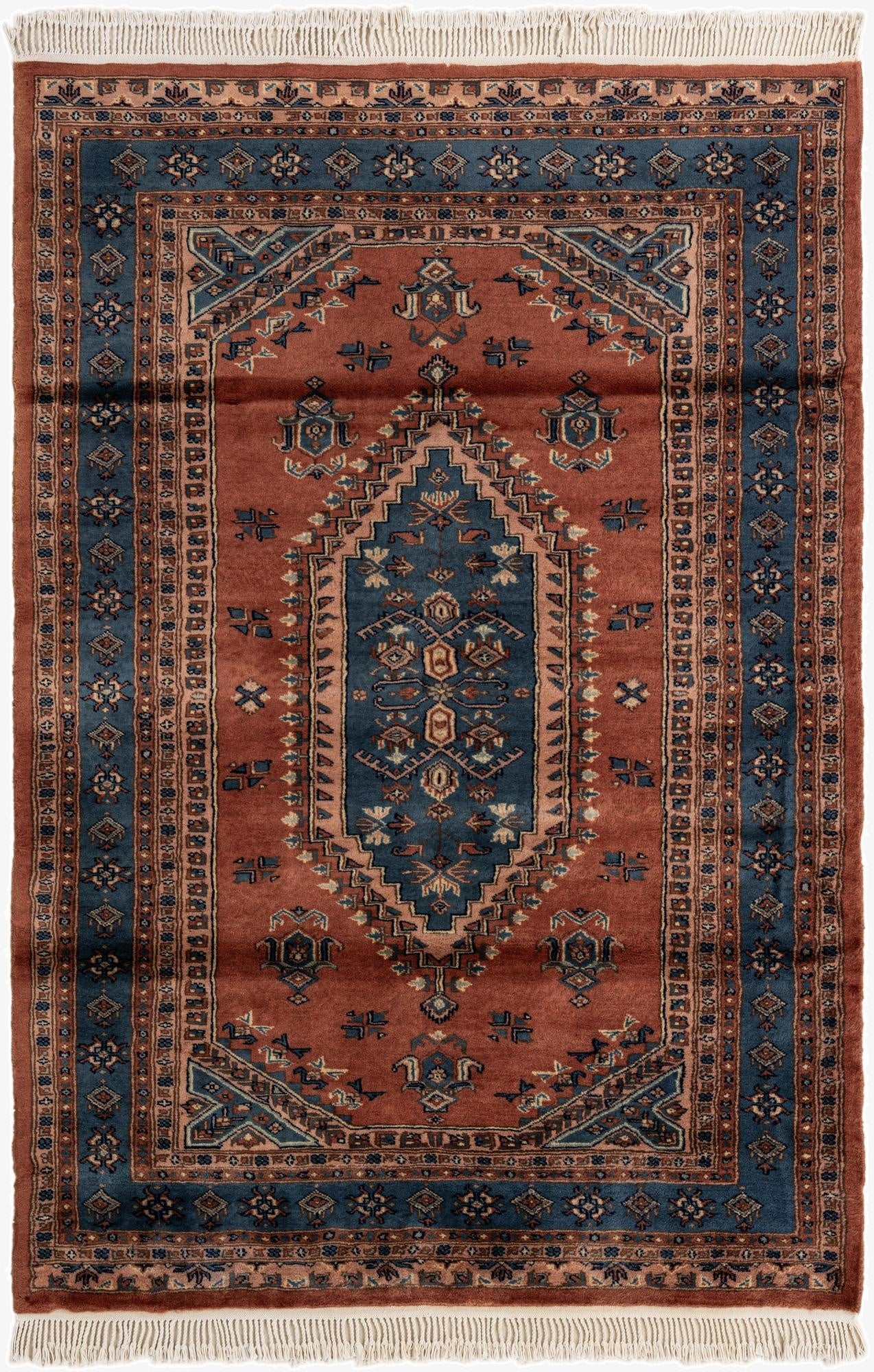 4' 1 x 6'  Hand Knotted Bokhara Oriental Wool Rug