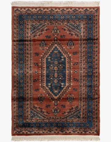 4' 1 x 6' Hand Knotted Bokhara Oriental Wool Rug