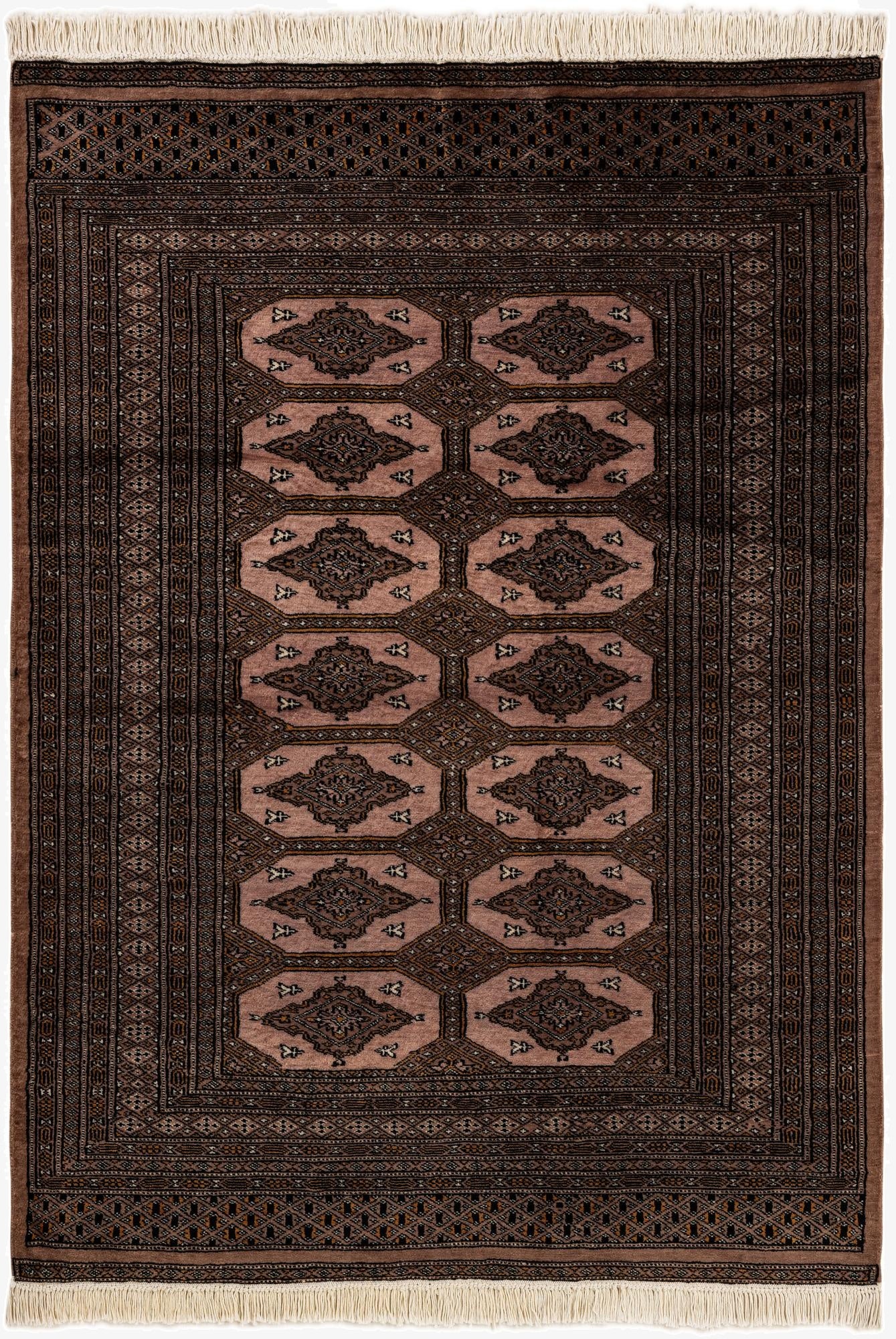 4' 3 x 5' 10  Hand Knotted Bokhara Oriental Wool Rug