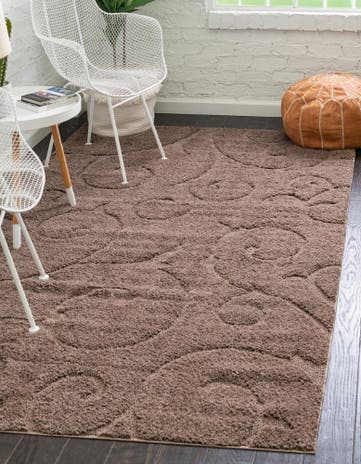 Brown Botanical Shag Rug
