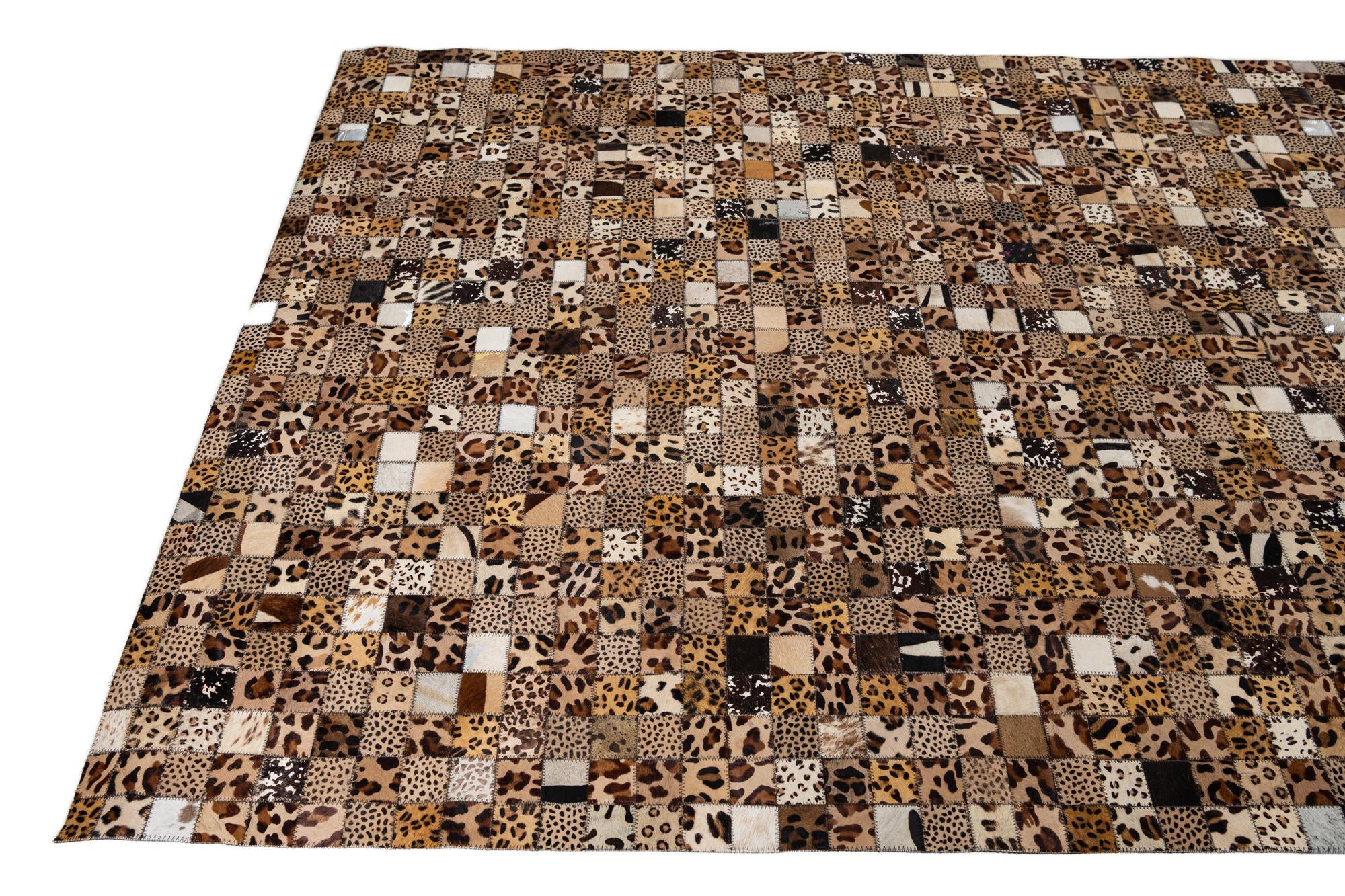 5' 1 x 8' Cowhide Leather Rug