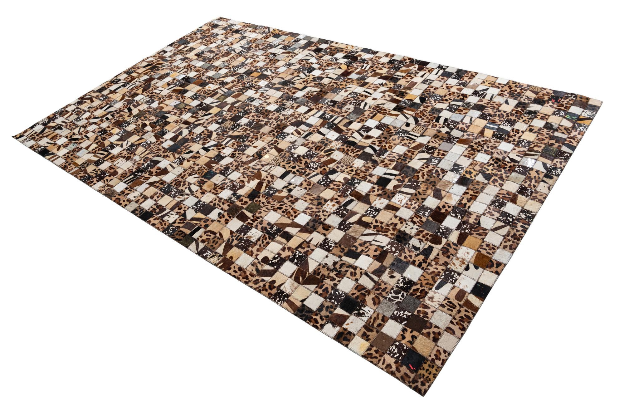 5' 1 x 8' 1 Cowhide Leather Rug