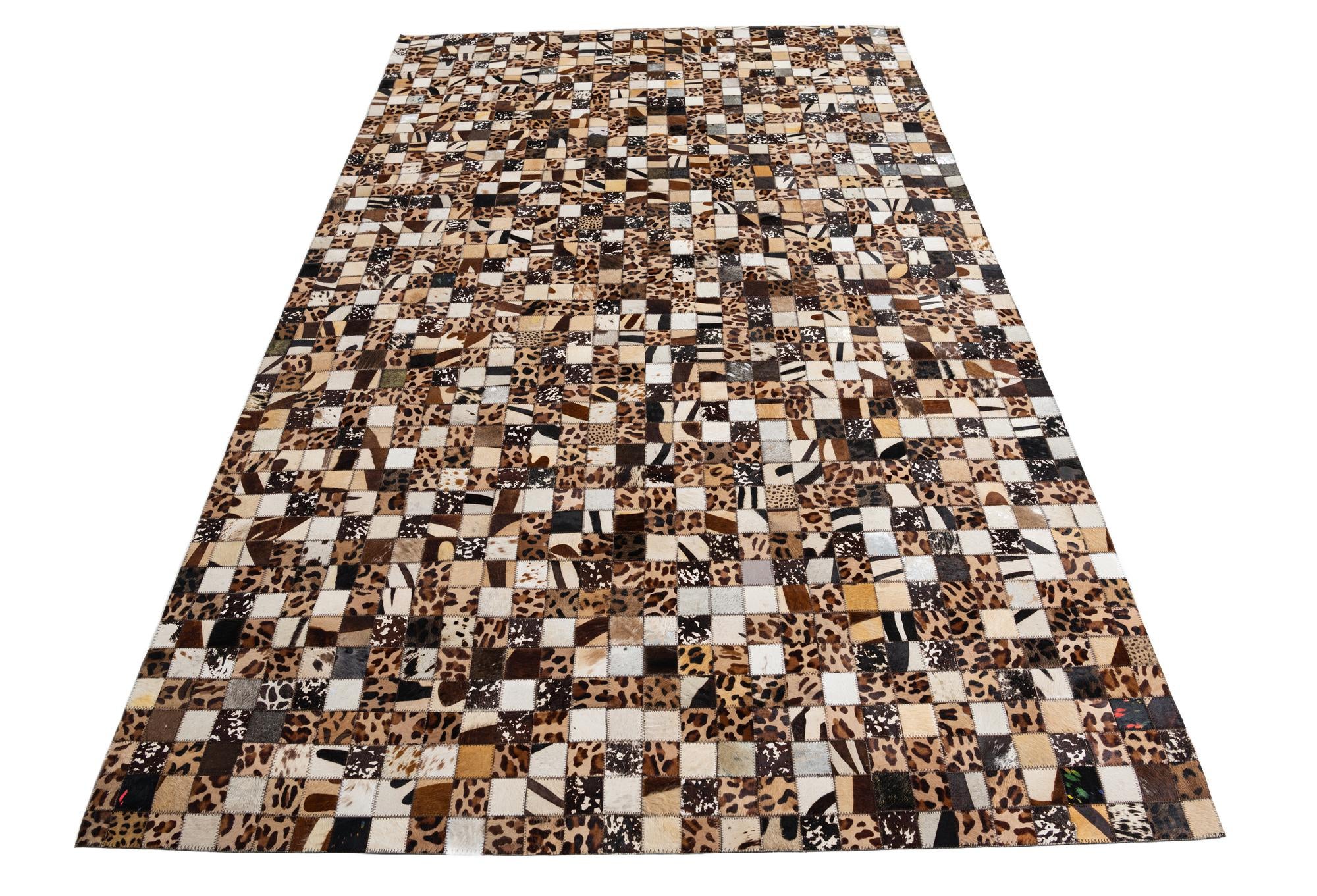 5' 1 x 8' 1 Cowhide Leather Rug