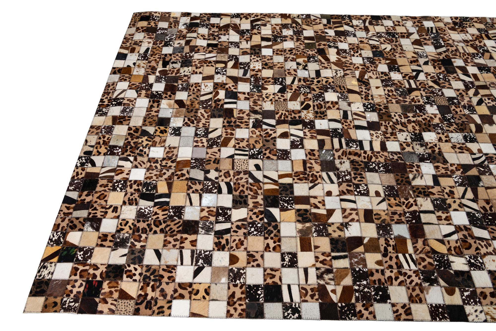 5' 1 x 8' 1 Cowhide Leather Rug
