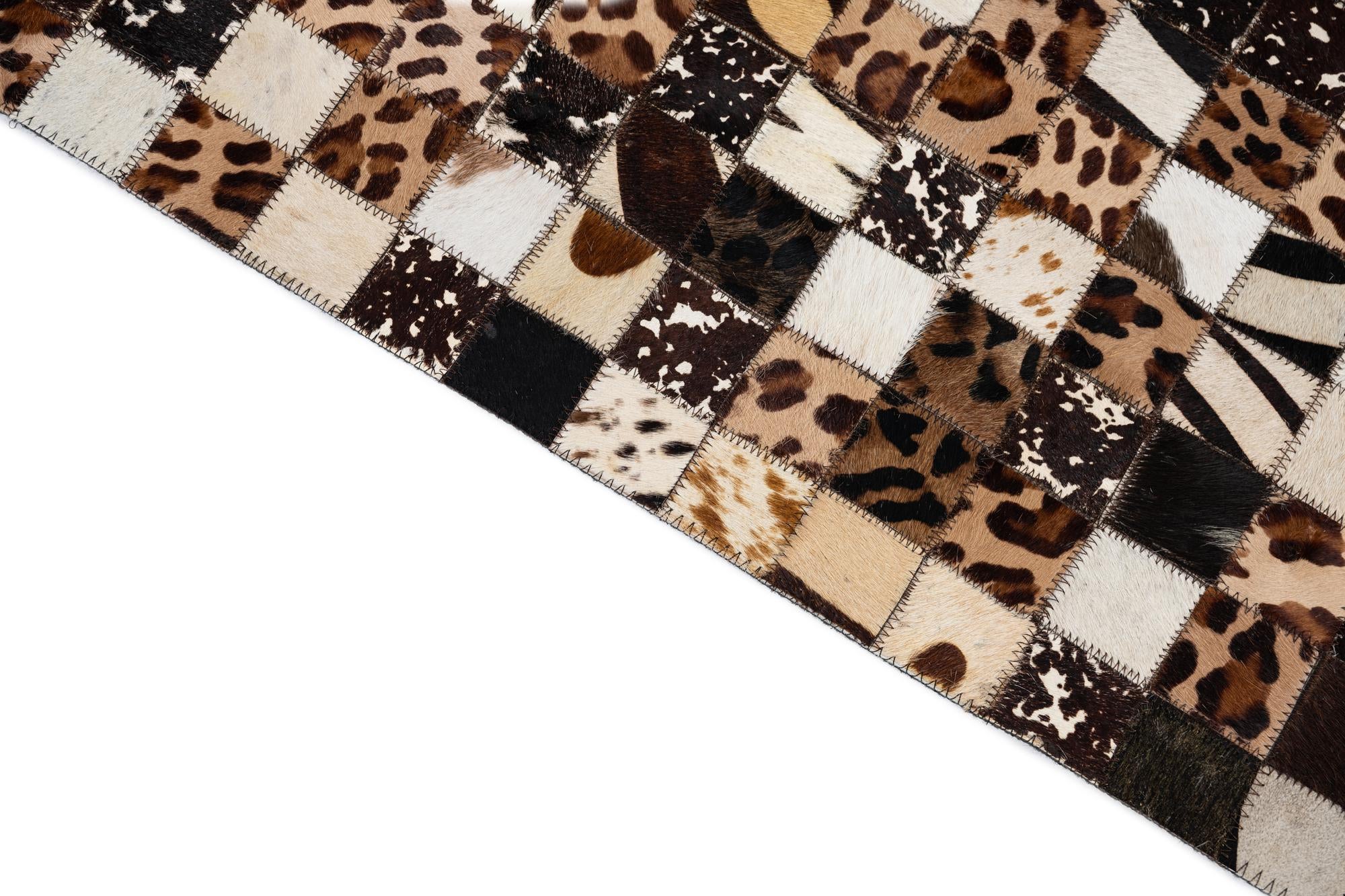 5' 1 x 8' 1 Cowhide Leather Rug