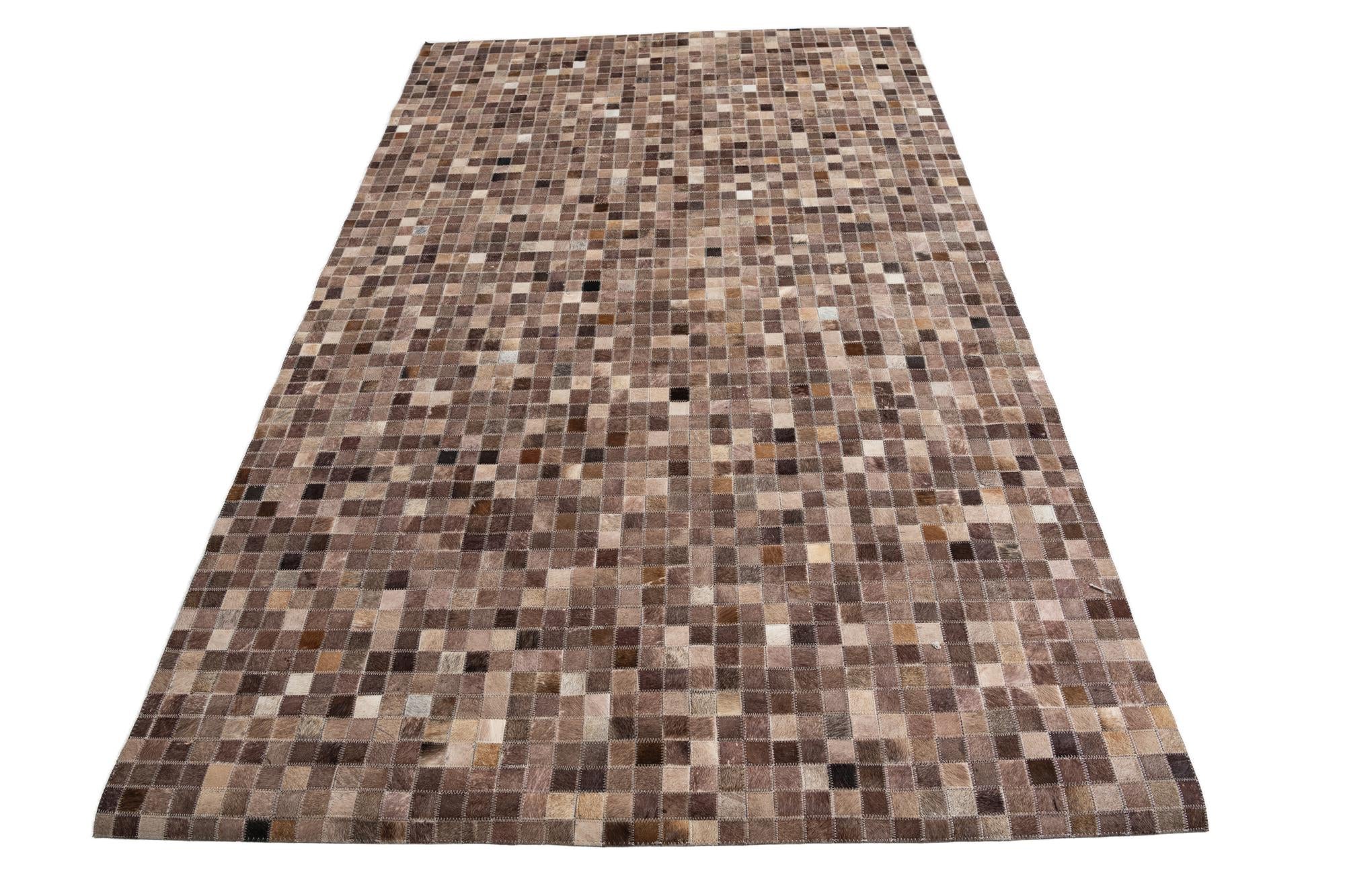 5' 1 x 8' 1 Cowhide Leather Rug