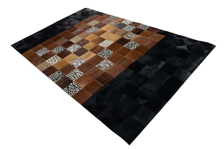 4' 10 x 7' 7 Cowhide Leather Rug
