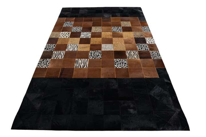 4' 10 x 7' 7 Cowhide Leather Rug