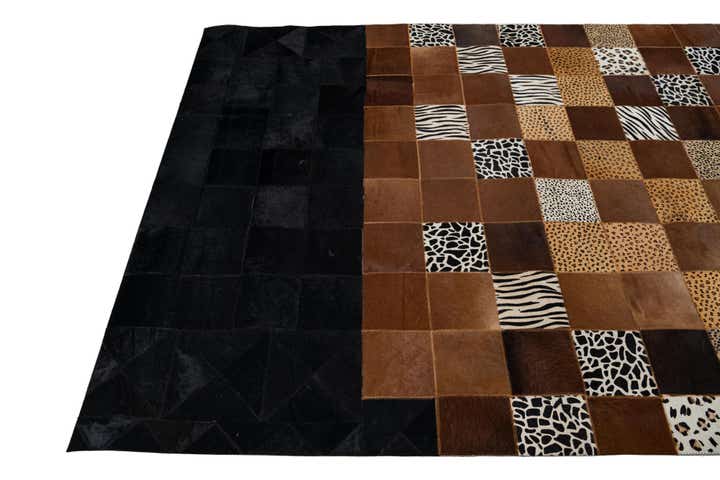 4' 10 x 7' 7 Cowhide Leather Rug