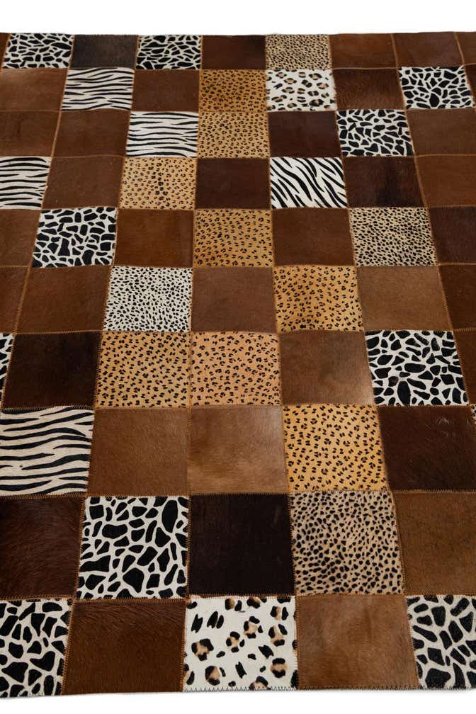 4' 10 x 7' 7 Cowhide Leather Rug